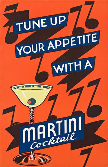 DESIGNERS UNKNOWN.  [COCKTAILS / MARTINIS.] Group of 4 window cards. Circa 1946. Each 17½x12 inches, 44½x30½ cm. Kelly-Read & Co., Roch
